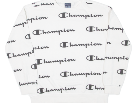 CHAMPION All Over Logo Boys Sweatshirt White XL on Sale