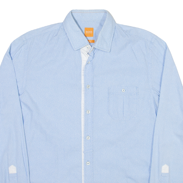 BOSS Mens Shirt Blue Spotted Long Sleeve M For Sale