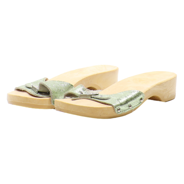 Slider Sandals Green Leather Womens UK 4 Online now