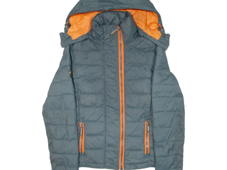 SUPERDRY Insulated Womens Puffer Jacket Blue Nylon Hooded S Online now