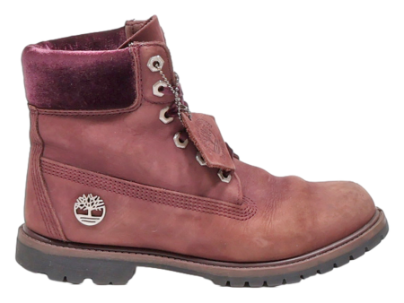 TIMBERLAND Lace-Up Boots Purple Leather Womens UK 5.5 Sale