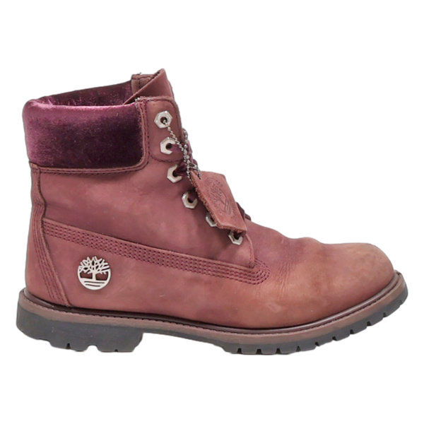 TIMBERLAND Lace-Up Boots Purple Leather Womens UK 5.5 Sale