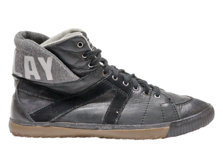 REPLAY High Top Trainers Black Leather Womens UK 5 Sale