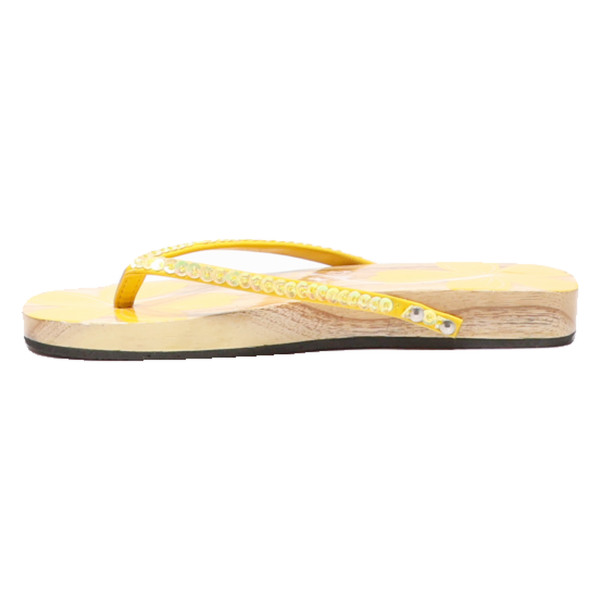 BUFFALO Flip Flop Sandals Yellow Leather Womens UK 4.5 For Discount