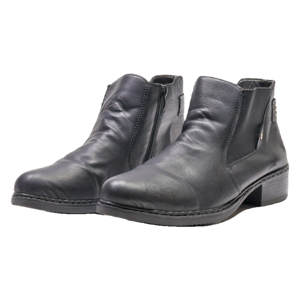 RIEKER Ankle Boots Black Leather Womens UK 8 Online now