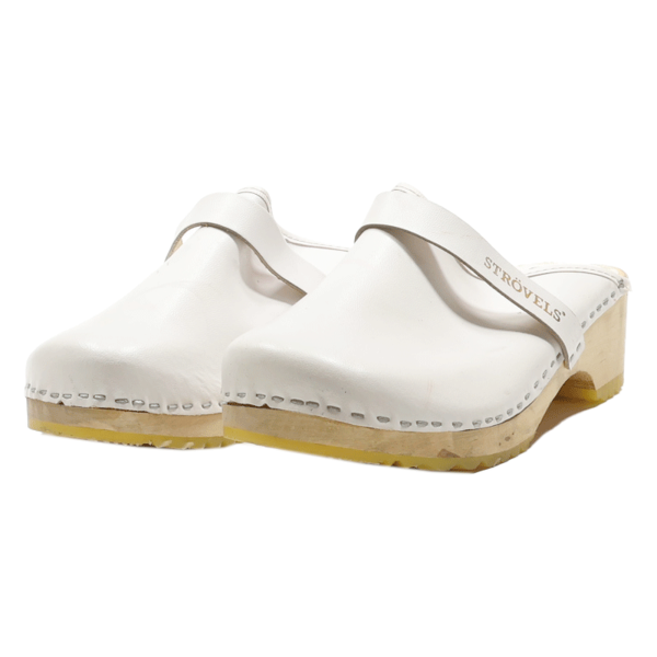 STROVELS Clog Shoes White Leather Womens UK 7 on Sale