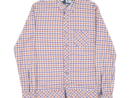 REPLAY Mens Shirt Orange Check Long Sleeve M For Cheap