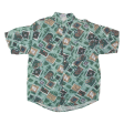 REX Mens Shirt Green 90s Crazy Pattern M For Sale