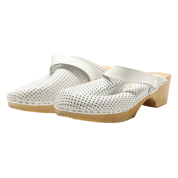 Clog Shoes White Leather Womens UK 8 For Sale