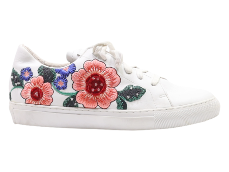 SKECHERS Floral Sneaker Trainers White Leather Womens UK 4.5 Online now