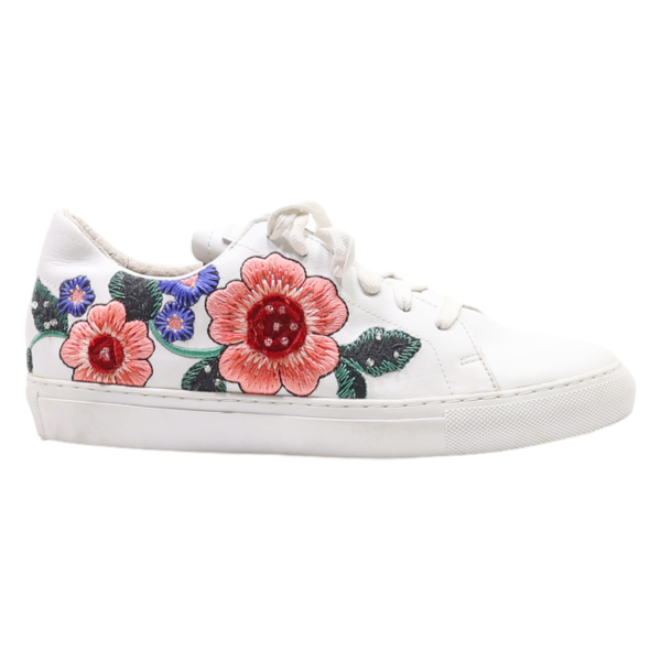 SKECHERS Floral Sneaker Trainers White Leather Womens UK 4.5 Online now