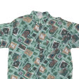 REX Mens Shirt Green 90s Crazy Pattern M For Sale