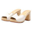 Block Heels White Leather Womens UK 7 on Sale