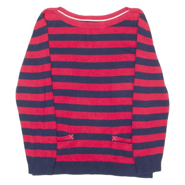 TOMMY HILFIGER Womens Patterned Jumper Red Striped Crew Neck Tight Knit L Online Hot Sale