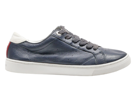 TOMMY HILFIGER Low Top Trainers Blue Leather Womens UK 6 Online