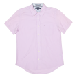 TOMMY HILFIGER City Poplin Slim Fit Mens Plain Shirt Pink M Fashion