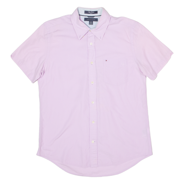 TOMMY HILFIGER City Poplin Slim Fit Mens Plain Shirt Pink M Fashion