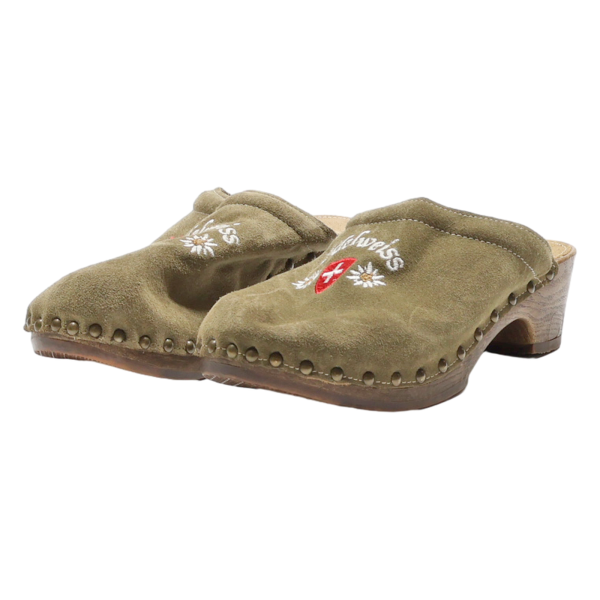 ALPENGLUCK EDELWEISS Clog Shoes Green Suede Womens UK 5 Online Sale