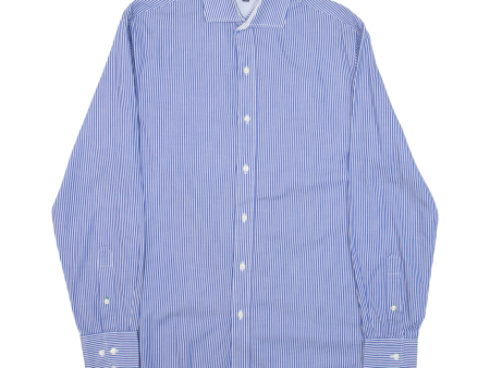 TOMMY HILFIGER Slim Fit Mens Shirt Blue Striped Long Sleeve S Online Hot Sale