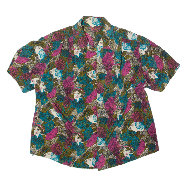 Womens Printed Shirt Blue Collared 90s Crazy Pattern M Online Sale