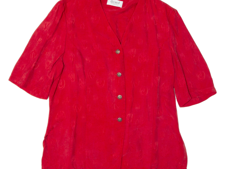 DELMOD Womens Blouse Shirt Red 90s L For Discount