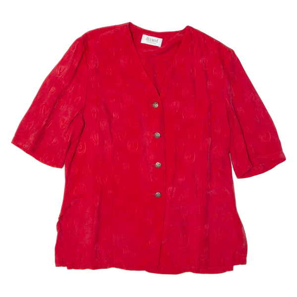 DELMOD Womens Blouse Shirt Red 90s L For Discount