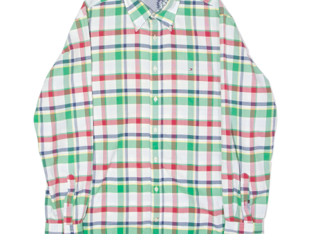 TOMMY HILFIGER Mens Shirt White Plaid Long Sleeve L Online