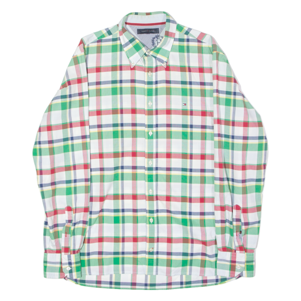 TOMMY HILFIGER Mens Shirt White Plaid Long Sleeve L Online