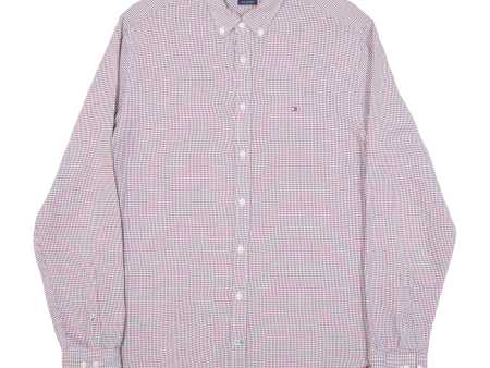 TOMMY HILFIGER New York Fit Mens Shirt Red Check Long Sleeve L Online now