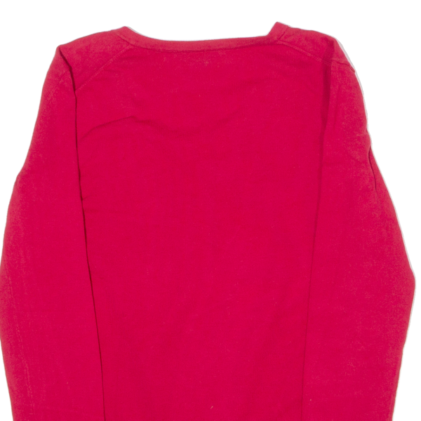 TOMMY HILFIGER Womens Jumper Red V-Neck Tight Knit S For Discount