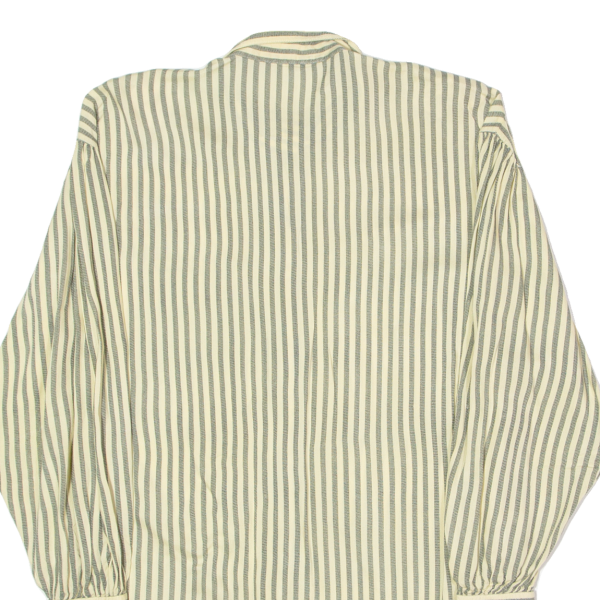 SCHILD Womens Worker Shirt Yellow Viscose 90s Striped Long Sleeve UK 12 on Sale