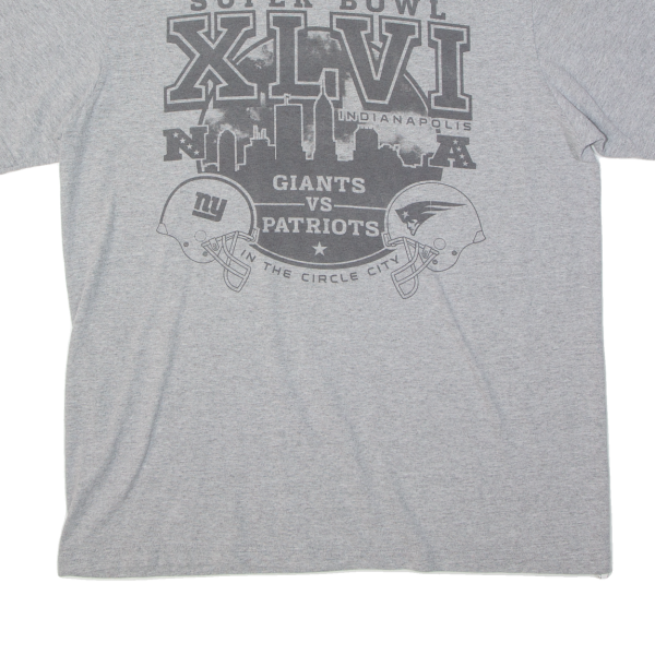 REEBOK Super Bowl Giants Vs Patriots Mens T-Shirt Grey USA XL Fashion