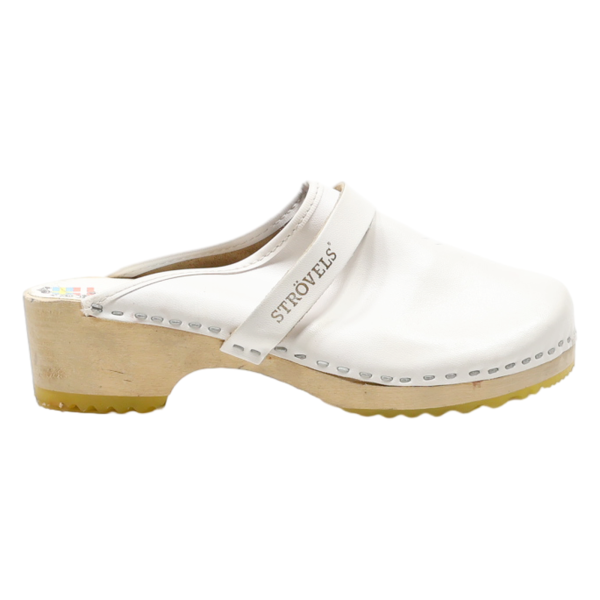 STROVELS Clog Shoes White Leather Womens UK 7 on Sale