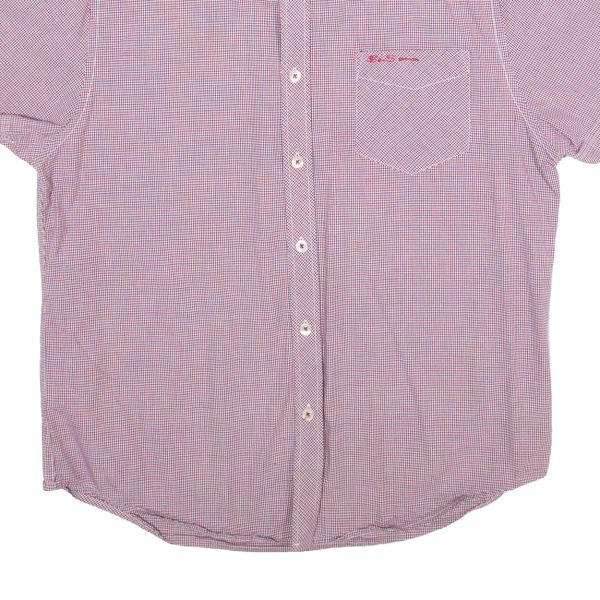 BEN SHERMAN Mens Shirt Red Check M on Sale