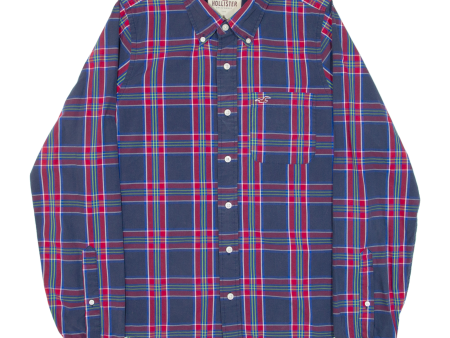 HOLLISTER Mens Shirt Blue Check Long Sleeve XL Hot on Sale