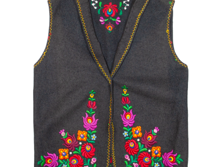 Womens Gilet Black Knit Floral L Discount