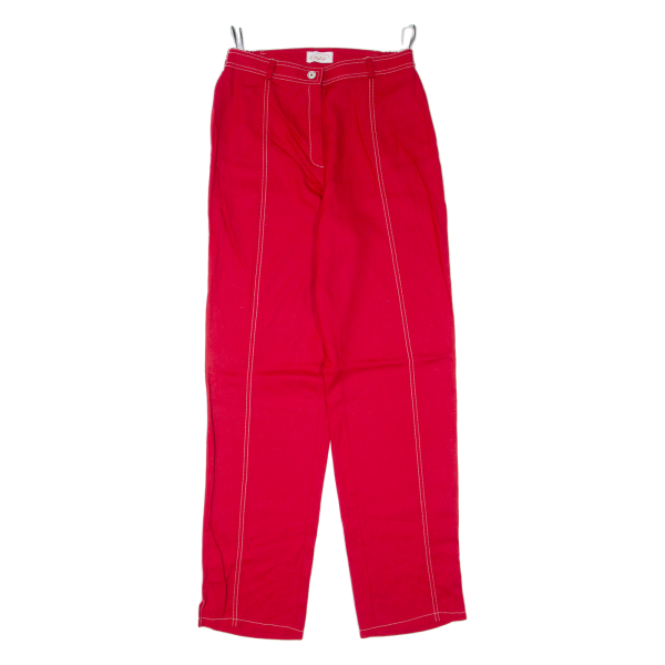 CITY LIFE Womens Trousers Red Relaxed Tapered 90s Linen W26 L31 For Sale