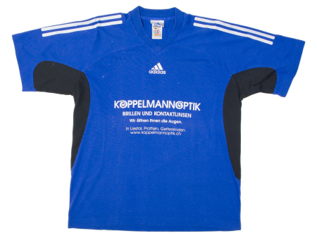 ADIDAS Mens T-Shirt Blue V-Neck L Discount