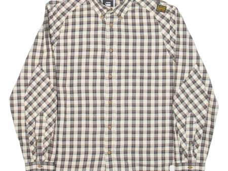 G-STAR RAW Mens Shirt Beige Check Long Sleeve L For Sale