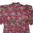 CHALOU Womens Printed Shirt Red High Neck 3 4 Sleeve 90s Floral M For Cheap