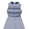 TREVIRA Womens Fit & Flare Dress Blue Striped Sleeveless Midi M Fashion