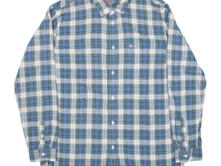 TOMMY HILFIGER Mens Shirt Blue Check Long Sleeve XL For Discount