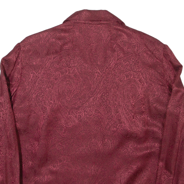 Womens Printed Shirt Maroon Collared Long Sleeve Paisley M Fashion