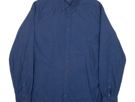 TOMMY HILFIGER New York Fit Mens Shirt Blue Spotted Long Sleeve L For Sale