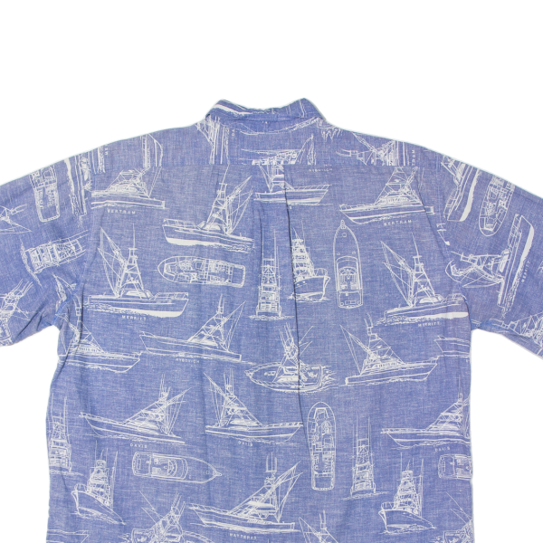 BLUE WATER WEAR All Over Boat Print Mens Shirt Blue 90s XL Online Hot Sale