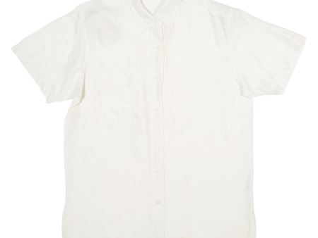 CHARLES VOGELE Womens Blouse Shirt Cream Collared Silk M Online now