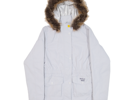 BARBOUR Abalone Girls Rain Coat Grey Hooded XL Online now