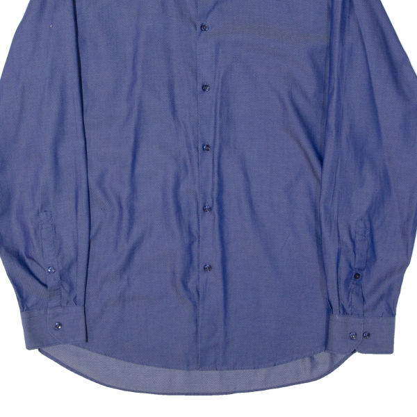 GLOBUS Fitted Mens Plain Shirt Blue Long Sleeve L Sale