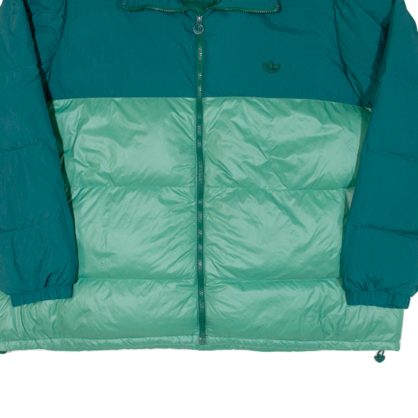 ADIDAS Mens Puffer Jacket Green Colourblock 2XL Discount