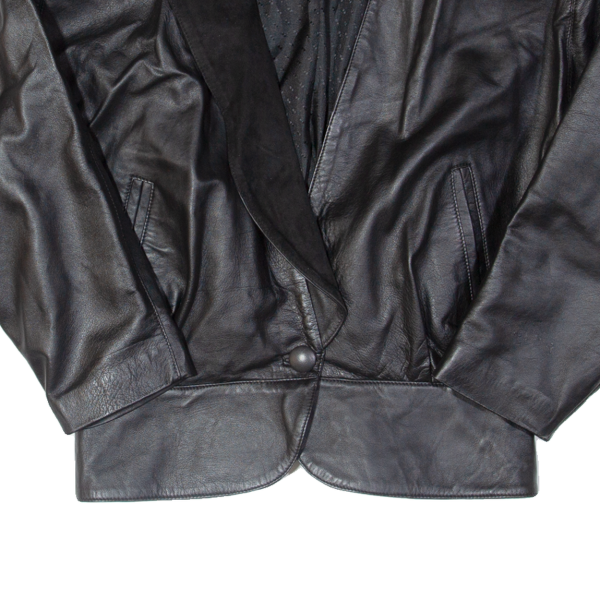 Womens Blazer Jacket Black Leather 90s XS Cheap